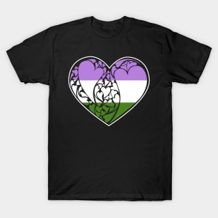 Genderqueer Flag LGBT+ Heart T-Shirt